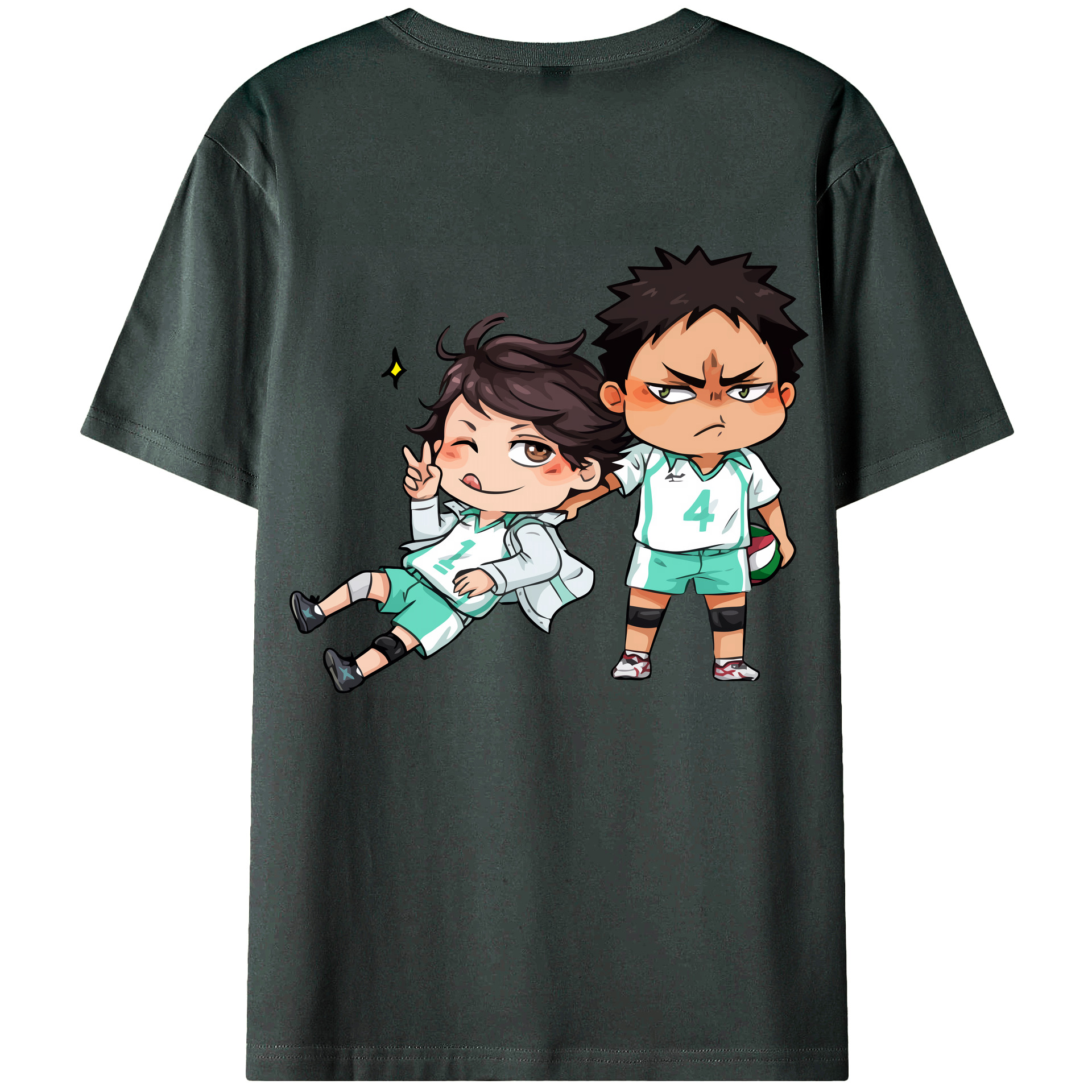 （画像用） ハイキュー!! Haikyu!! 綿100％ メンズ半袖Tシャツ（バックプリント） 通気性